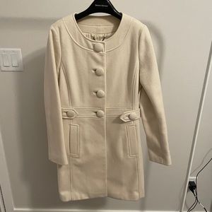 Banana Republic Cream Jackie O Style Wool Coat SizeS